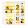 Vitrine alta de 180 cm u2013 com iluminação LED, portas de vidro, muito espaço de arrumação e sistema anti-tombamento u2013 Branco
