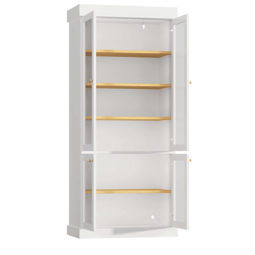 Vitrine alta de 180 cm u2013 com iluminação LED, portas de vidro, muito espaço de arrumação e sistema anti-tombamento u2013 Branco