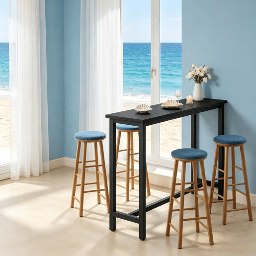 Mesa alta de 140 cm - Multifuncional, estilo moderno, para sala de jantar e bar - Preta Mesa alta de 140 cm - Multifuncional, estilo moderno, para sala de jantar e bar - Preta