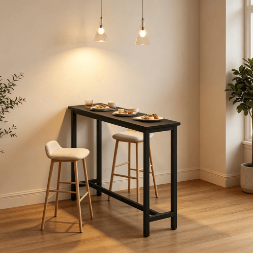 Mesa alta de 140 cm - Multifuncional, estilo moderno, para sala de jantar e bar - Preta Mesa alta de 140 cm - Multifuncional, estilo moderno, para sala de jantar e bar - Preta