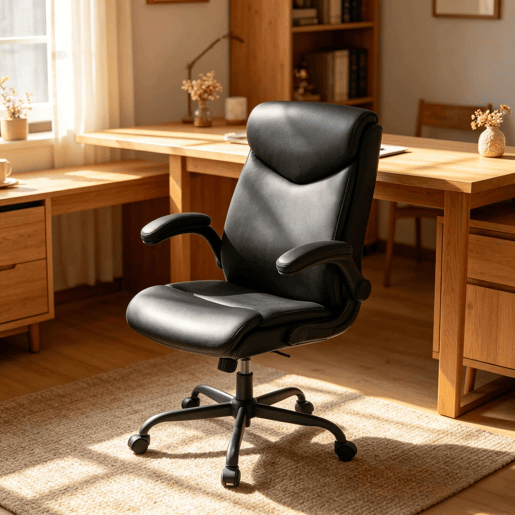 Cadeira giratória de escritório - Design ergonómico executivo com encosto confortável - Preto Cadeira giratória de escritório - Design ergonómico executivo com encosto confortável - Preto