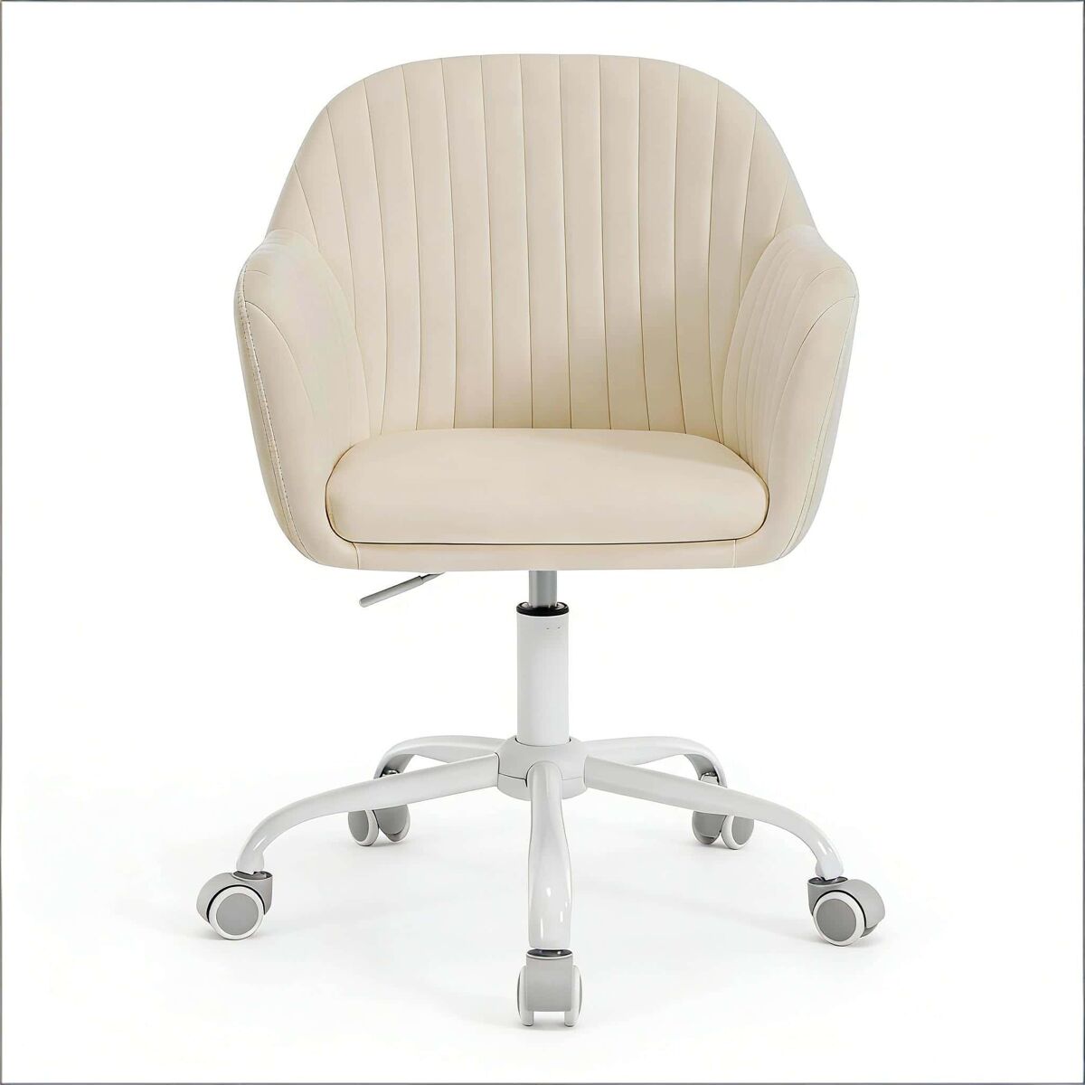Silla de oficina estándar - estilosa con respaldo, diseño moderno - blanco crema