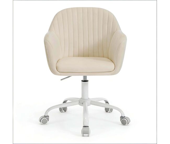 Silla de oficina estándar - estilosa con respaldo, diseño moderno - blanco crema