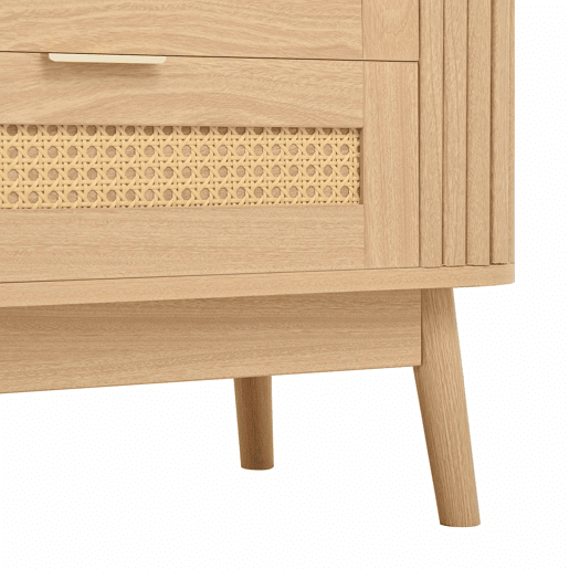 Móvel de TV de 180 cm - portas de vidro curvas, iluminação LED APP, 4 gavetas, pés de madeira maciça - Natural Móvel de TV de 180 cm - portas de vidro curvas, iluminação LED APP, 4 gavetas, pés de madeira maciça - Natural