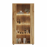 Vitrine 80×36×150,5 cm - 2 portas de vidro, 4 prateleiras, iluminação LED regulável - Natural