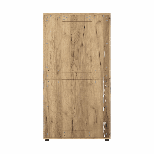 Vitrine 80×36×150,5 cm - 2 portas de vidro, 4 prateleiras, iluminação LED regulável - Natural Vitrine 80×36×150,5 cm - 2 portas de vidro, 4 prateleiras, iluminação LED regulável - Natural