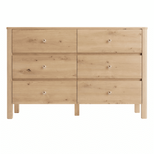 Cómoda 120 x 40 x 80 cm - 6 gavetas, grande capacidade de arrumação para a sala, o quarto e a sala de jantar - Carvalho Cómoda 120 x 40 x 80 cm - 6 gavetas, grande capacidade de arrumação para a sala, o quarto e a sala de jantar - Carvalho