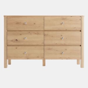 Cómoda 120 x 40 x 80 cm - 6 gavetas, grande capacidade de arrumação para a sala, o quarto e a sala de jantar - Carvalho