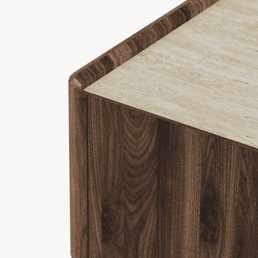 Mesa de centro Trorlon 2 gavetas 100x50x40 cm NogueiraTravertino en.casa