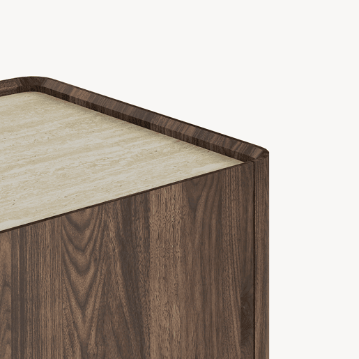 Mesa de centro Trorlon 2 gavetas 100x50x40 cm NogueiraTravertino en.casa