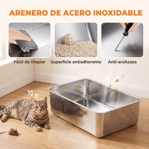 PawHut Conjunto de 2 Caixas de Areia XL em Aço Inoxidável para Gatos, com Bordo Alto, 2 Pás, Fácil de Limpar, para Gatos Grandes e Vários Gatos, Cinzento Escuro PawHut Conjunto de 2 Caixas de Areia XL em Aço Inoxidável para Gatos, com Bordo Alto, 2 Pás, Fácil de Limpar, para Gatos Grandes e Vários Gatos, Cinzento Escuro