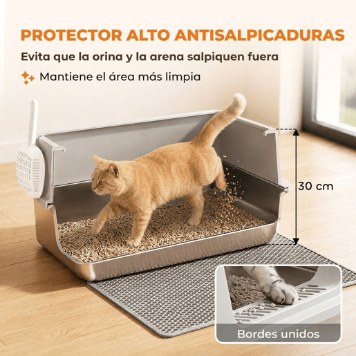 PawHut Caixa de Areia XL para Gatos em Aço Inoxidável, com Rebordo Alto, Pá, Escova e Gancho, Fácil de Limpar, Antifugas, Cinzento-Claro PawHut Caixa de Areia XL para Gatos em Aço Inoxidável, com Rebordo Alto, Pá, Escova e Gancho, Fácil de Limpar, Antifugas, Cinzento-Claro