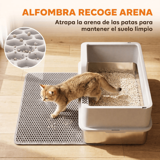 PawHut Caixa de Areia XL para Gatos em Aço Inoxidável, com Rebordo Alto, Pá, Escova e Gancho, Fácil de Limpar, Antifugas, Cinzento-Claro PawHut Caixa de Areia XL para Gatos em Aço Inoxidável, com Rebordo Alto, Pá, Escova e Gancho, Fácil de Limpar, Antifugas, Cinzento-Claro