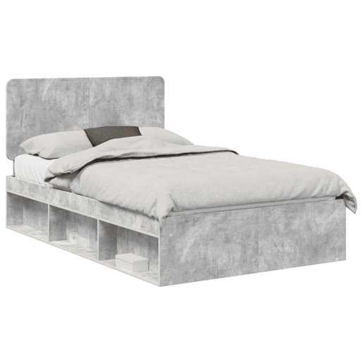 Estrutura de Cama de casal moderno com cabeceira Concreto 120 x 200 cm Estrutura de Cama de casal moderno com cabeceira Concreto 120 x 200 cm