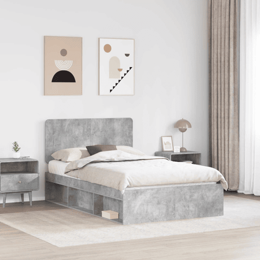 Estrutura de Cama de casal moderno com cabeceira Concreto 120 x 200 cm Estrutura de Cama de casal moderno com cabeceira Concreto 120 x 200 cm