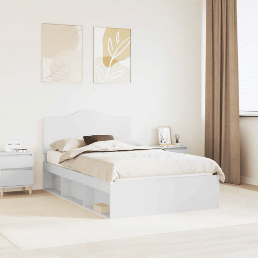 Estrutura da Cama de casal simple com cabeceira Branco 120 x 200 cm