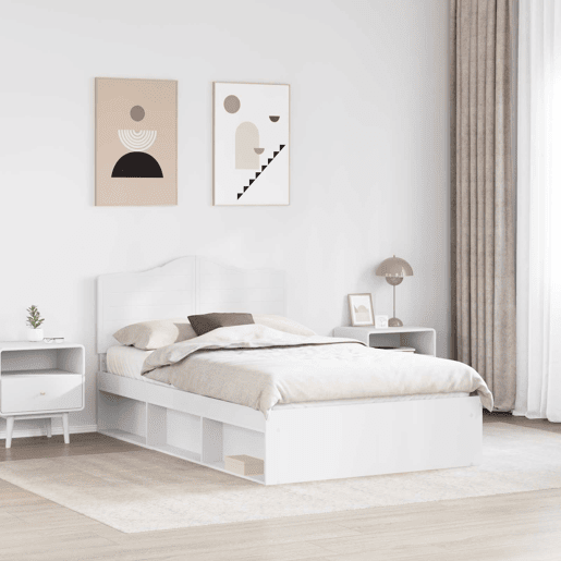 Estrutura da Cama de casal simple com cabeceira Branco 120 x 200 cm