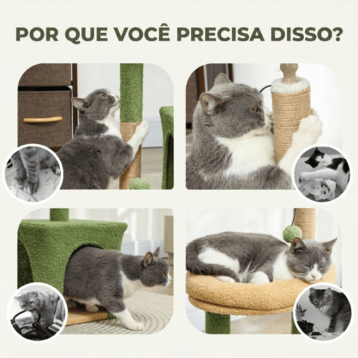 PawHut Árvore Arranhadora para Gatos 98 cm com Folhas Artificiais, Toca, Cama, Postes em Juta e 2 Bolas, Verde PawHut Árvore Arranhadora para Gatos 98 cm com Folhas Artificiais, Toca, Cama, Postes em Juta e 2 Bolas, Verde