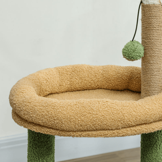 PawHut Árvore Arranhadora para Gatos 98 cm com Folhas Artificiais, Toca, Cama, Postes em Juta e 2 Bolas, Verde PawHut Árvore Arranhadora para Gatos 98 cm com Folhas Artificiais, Toca, Cama, Postes em Juta e 2 Bolas, Verde