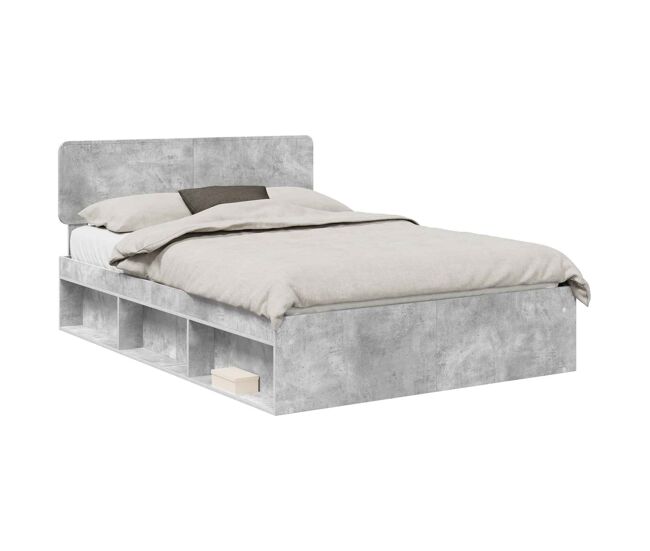 Estructura de cama matrimonial comodidad con cabecera - gris concreto 150 x 200 cm