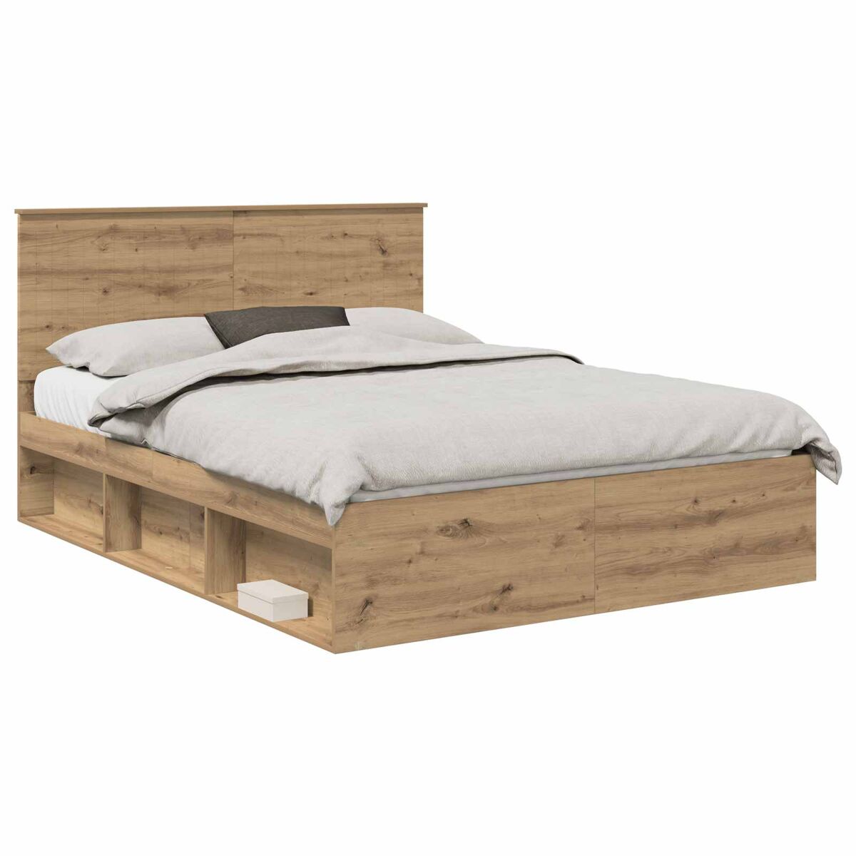 Estructura de cama matrimonial estilo con cabecera roble artesanal 150 x 200 cm