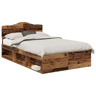 Estrutura de cama de casal com cabeceira - Madeira antiga 120 x 200 cm