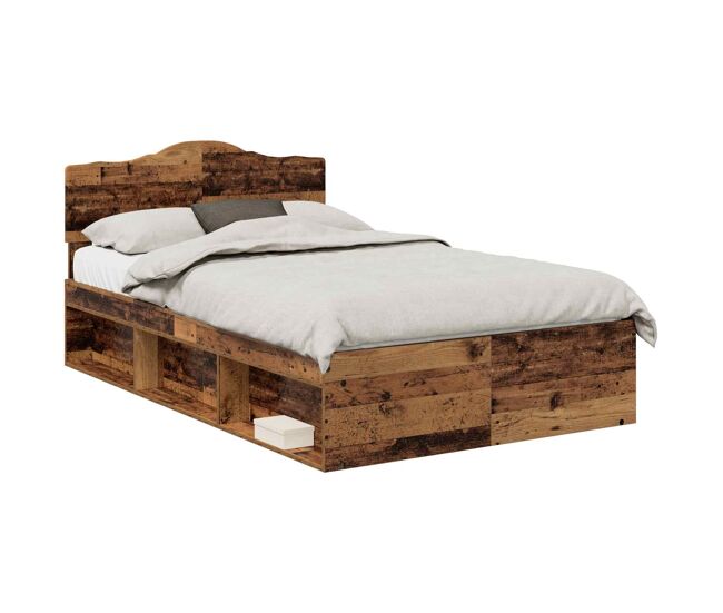 Estructura de cama matrimonial comodidad con cabecera - madera vieja 120 x 200 cm