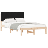 Estrutura de Cama de casal moderno com Cabeceira Estofada Preto 120 x 190 cm
