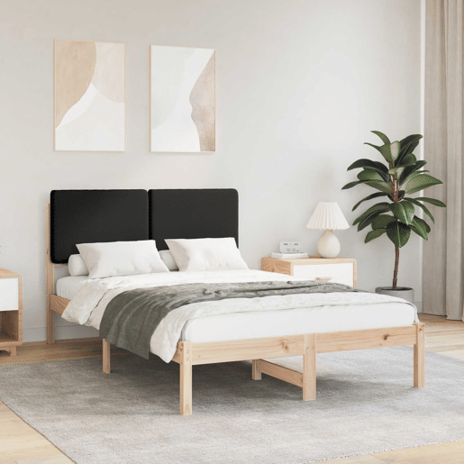 Estrutura de Cama de casal moderno com Cabeceira Estofada Preto 120 x 190 cm Estrutura de Cama de casal moderno com Cabeceira Estofada Preto 120 x 190 cm