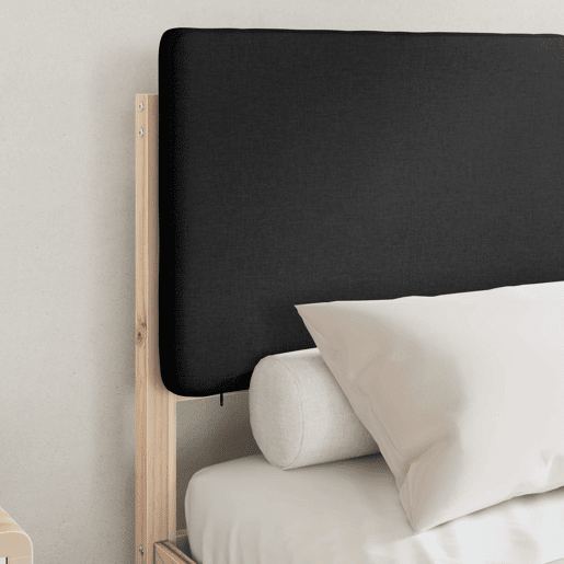 Estrutura de Cama de casal moderno com Cabeceira Estofada Preto 120 x 190 cm Estrutura de Cama de casal moderno com Cabeceira Estofada Preto 120 x 190 cm