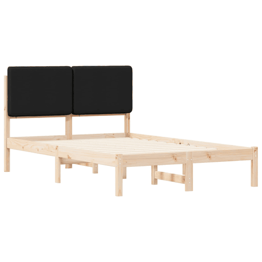Estrutura de Cama de casal moderno com Cabeceira Estofada Preto 120 x 190 cm Estrutura de Cama de casal moderno com Cabeceira Estofada Preto 120 x 190 cm