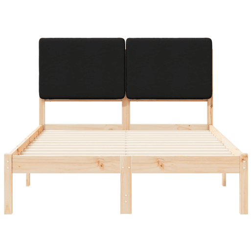 Estrutura de Cama de casal moderno com Cabeceira Estofada Preto 120 x 190 cm Estrutura de Cama de casal moderno com Cabeceira Estofada Preto 120 x 190 cm