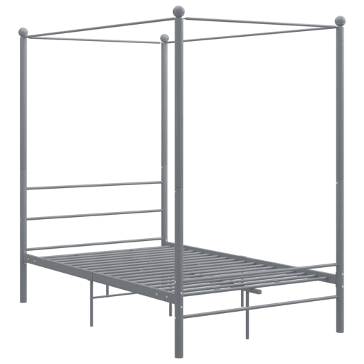 Estrutura de Cama de casal simple com dossel 120x200 cm metal cinzento Estrutura de Cama de casal simple com dossel 120x200 cm metal cinzento