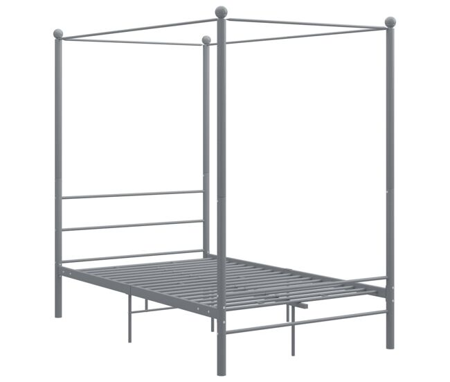 Estructura de cama doble matrimonial con dosel sin colchón metal gris 120x200 cm