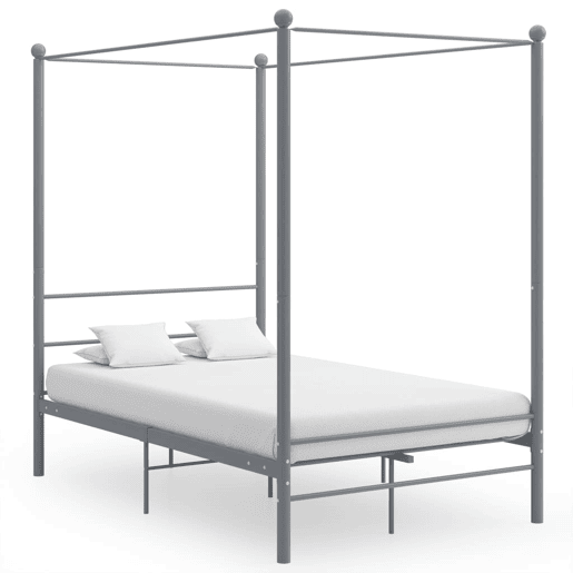 Estrutura de Cama de casal simple com dossel 120x200 cm metal cinzento Estrutura de Cama de casal simple com dossel 120x200 cm metal cinzento