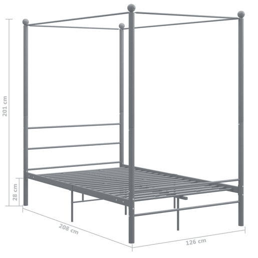 Estrutura de Cama de casal simple com dossel 120x200 cm metal cinzento Estrutura de Cama de casal simple com dossel 120x200 cm metal cinzento