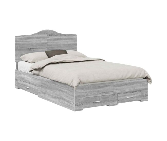 Estructura de cama matrimonial comodidad con cabecera - gris sonoma 120 x 190 cm
