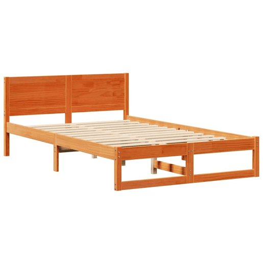 Estrutura de cama de casal simple com cabeceira - Marrom Cera 120 x 190 cm Estrutura de cama de casal simple com cabeceira - Marrom Cera 120 x 190 cm