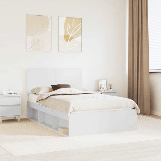 Estrutura da Cama de casal simple com cabeceira Branco 120 x 200 cm Estrutura da Cama de casal simple com cabeceira Branco 120 x 200 cm