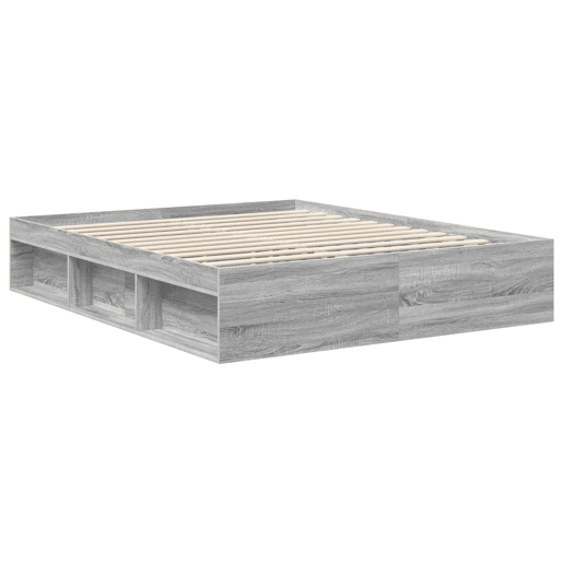 Estrutura da Cama de casal simple com cabeceira Cinza Sonoma 160 x 200 cm Estrutura da Cama de casal simple com cabeceira Cinza Sonoma 160 x 200 cm