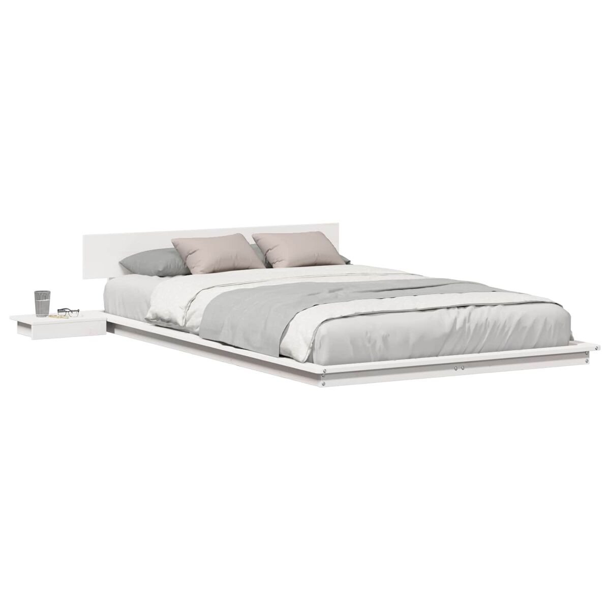 Estructura de cama matrimonial moderno - blanco 120 x 190 cm madera
