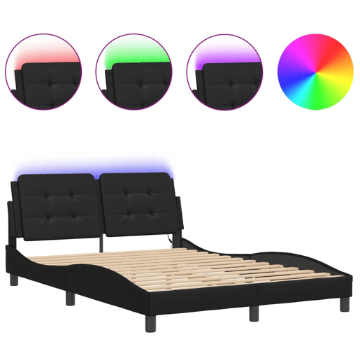 Estrutura de Cama de casal moderno com LED sem colchão Zadar 120x200cm preto Estrutura de Cama de casal moderno com LED sem colchão Zadar 120x200cm preto
