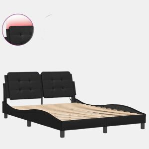 Estrutura de Cama de casal moderno com LED sem colchão Zadar 120x200cm preto
