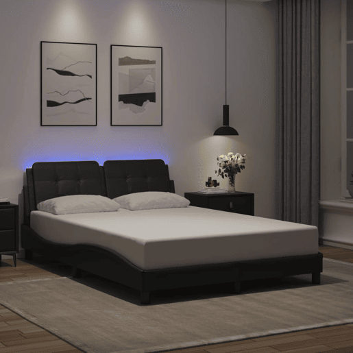 Estrutura de Cama de casal moderno com LED sem colchão Zadar 120x200cm preto Estrutura de Cama de casal moderno com LED sem colchão Zadar 120x200cm preto