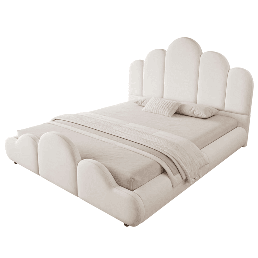 Cama infantil estofada 140x200 cm - cabeceira acolchoada, cantos arredondados, veludo - bege
