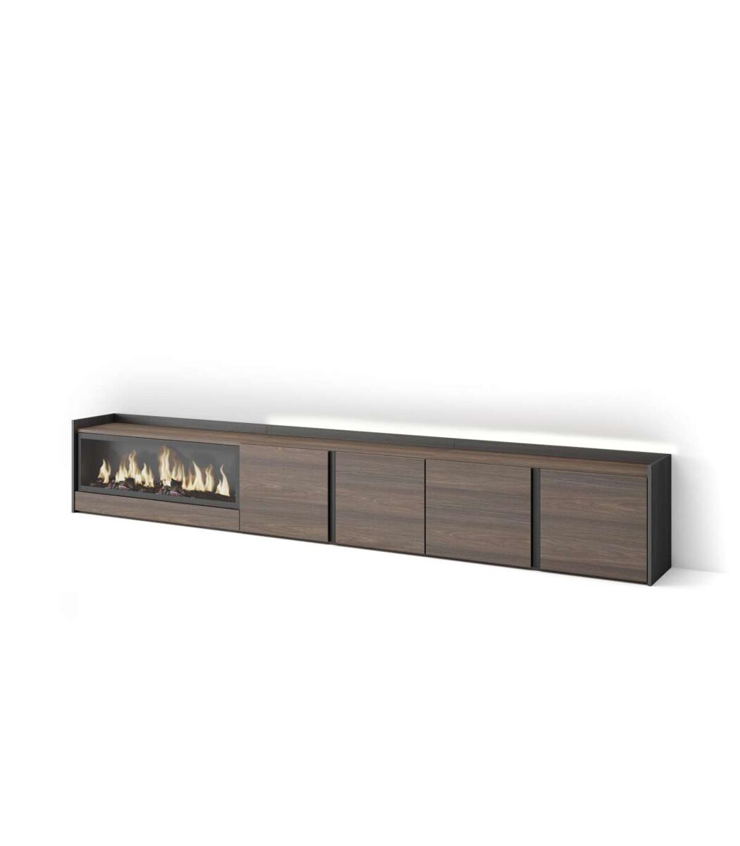 mueble tv antequera-02 con chimenea y luces led integradas