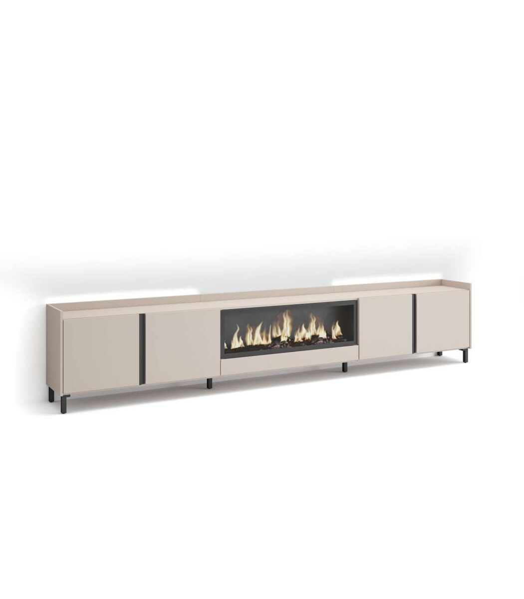 Mueble TV Algatocín-02 con chimenea y luces LED 315