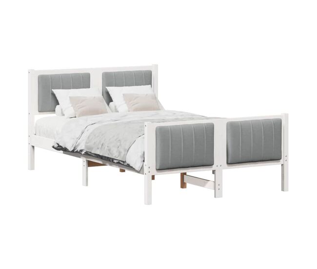 Estructura de cama matrimonial estilo con cabecera y gris claro 120 x 190 cm