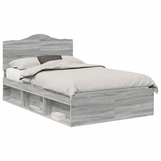 Estrutura da Cama de casal simple com cabeceira Cinza Sonoma 120 x 190 cm Estrutura da Cama de casal simple com cabeceira Cinza Sonoma 120 x 190 cm