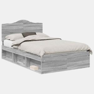 Estrutura da Cama de casal simple com cabeceira Cinza Sonoma 120 x 190 cm